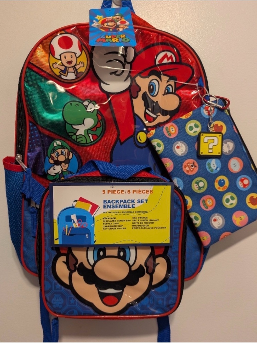 Nintendo Super Mario Backpack Set in Red, Blue & Green
